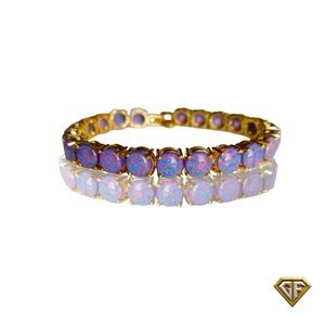 ⚜️ Gold and Black Opal Tennis Bracelet, Oval Black Opals, Gold Filled Bracelet